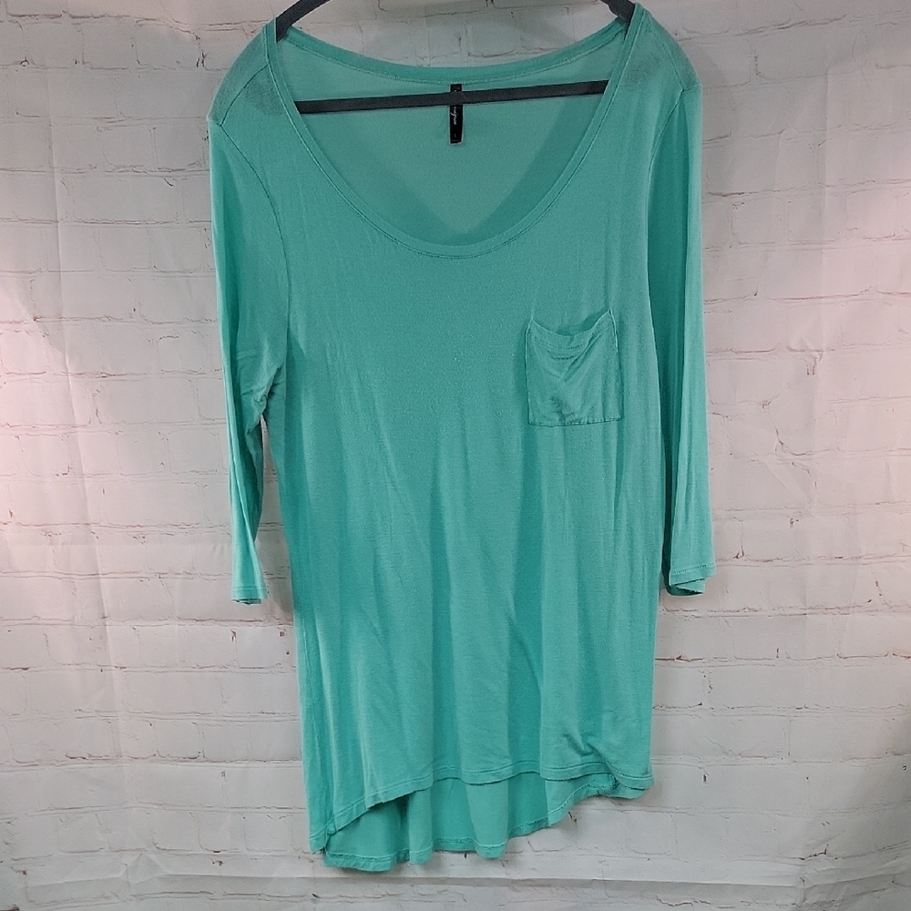 Monique Green Asymmetrical 3/4 Sleeve Tunic